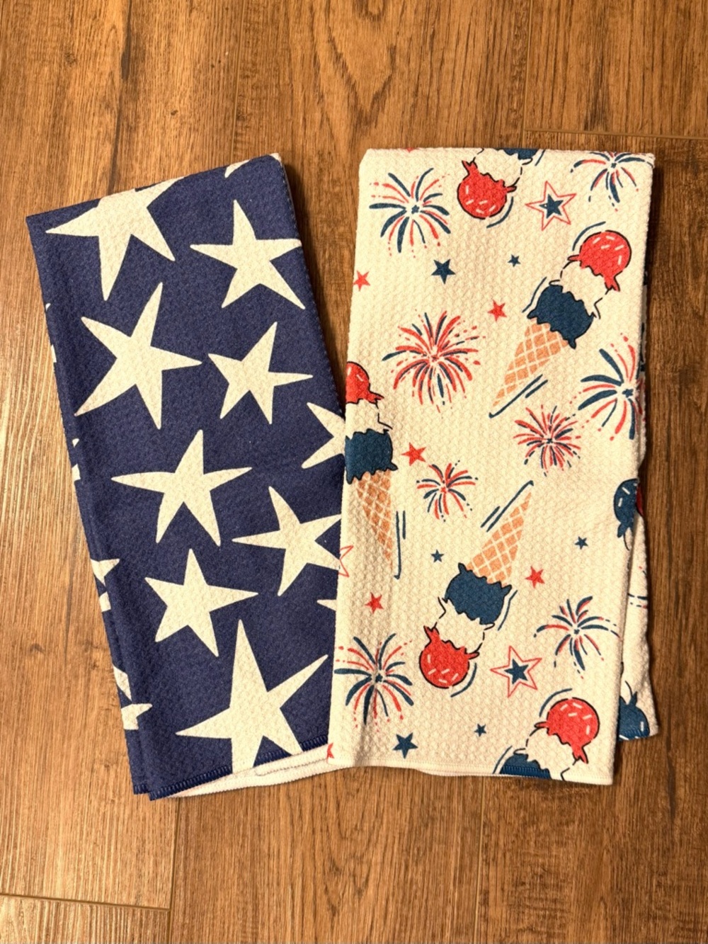 Two Geometry 4th of July tea towels